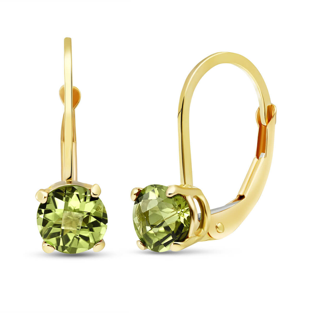 14K. SOLID GOLD LEVERBACK EARRING WITH PERIDOTS (Yellow Gold)